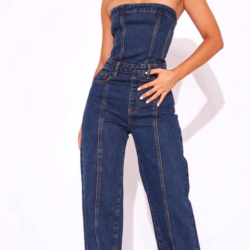 Petite bandeau wide leg jumpsuit